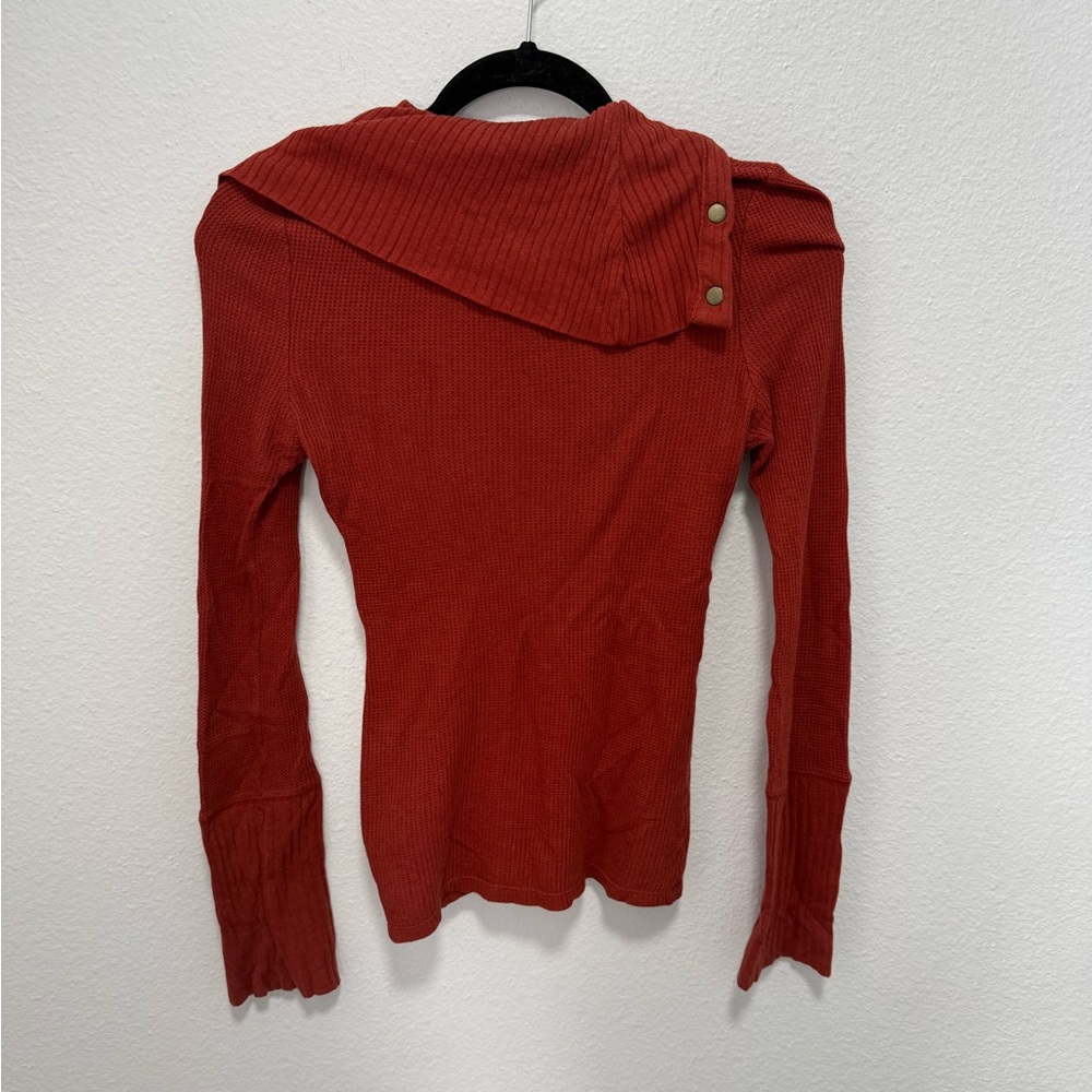 Burnt Orange Rust Asymmetrical Button Sweater Siz… - image 2